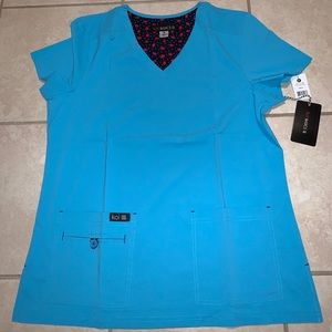 Koi basics scrub top electric blue